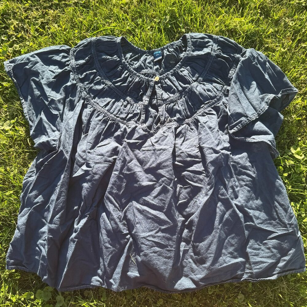 Navy Blue Boxy Blouse
